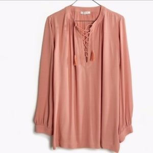 Madewell rose pink lace-up blouse 💓